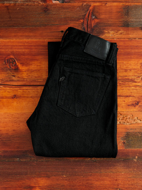 TCD-003-BK "Teacore Black" 14oz Rinsed Black Selvedge Denim - Regular Straight Fit