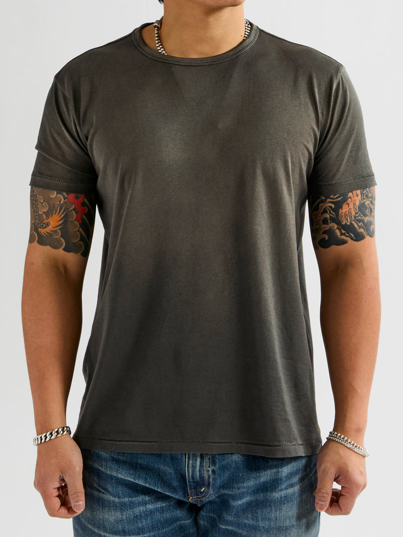 Vintage Knit T-Shirt in Squire Brown Black