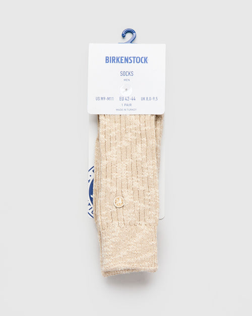 Cotton Slub Crew Sock in Beige