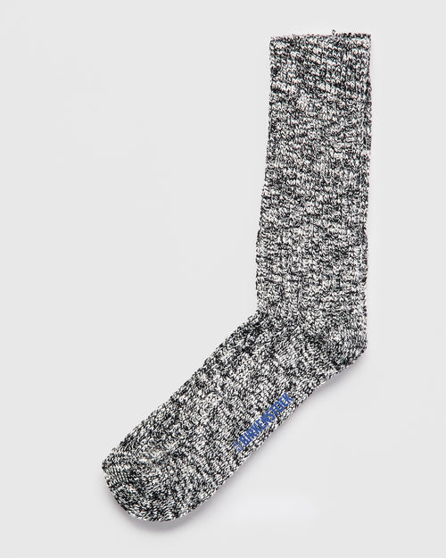 Cotton Slub Crew Sock in Black