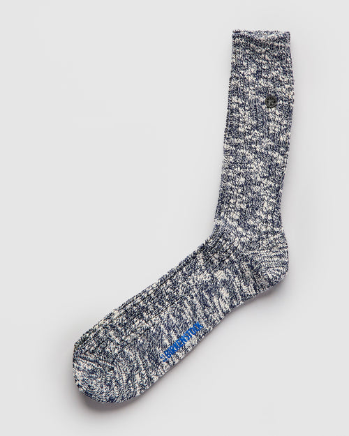 Cotton Slub Crew Sock in Blue