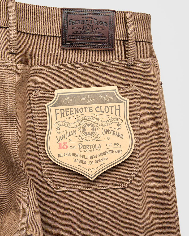 "Portola" 15oz Brown Selvedge Denim - Tapered Fit