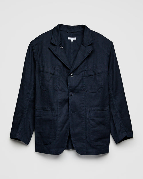 Bedford Jacket in Dark Navy Cotton Linen Java Cloth
