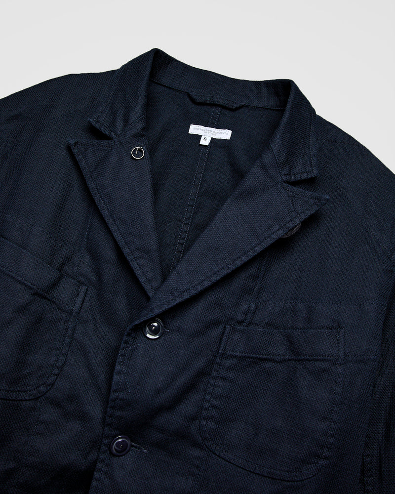 Bedford Jacket in Dark Navy Cotton Linen Java Cloth