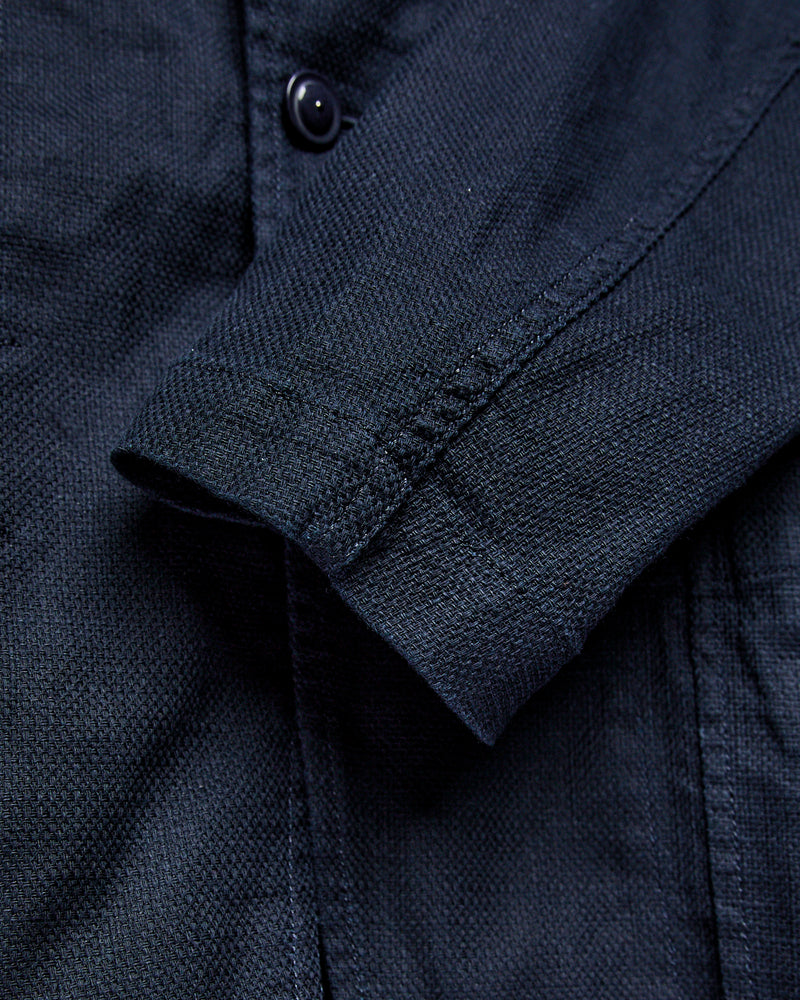 Bedford Jacket in Dark Navy Cotton Linen Java Cloth