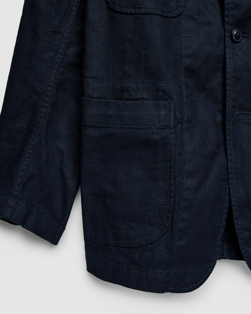 Bedford Jacket in Dark Navy Cotton Linen Java Cloth