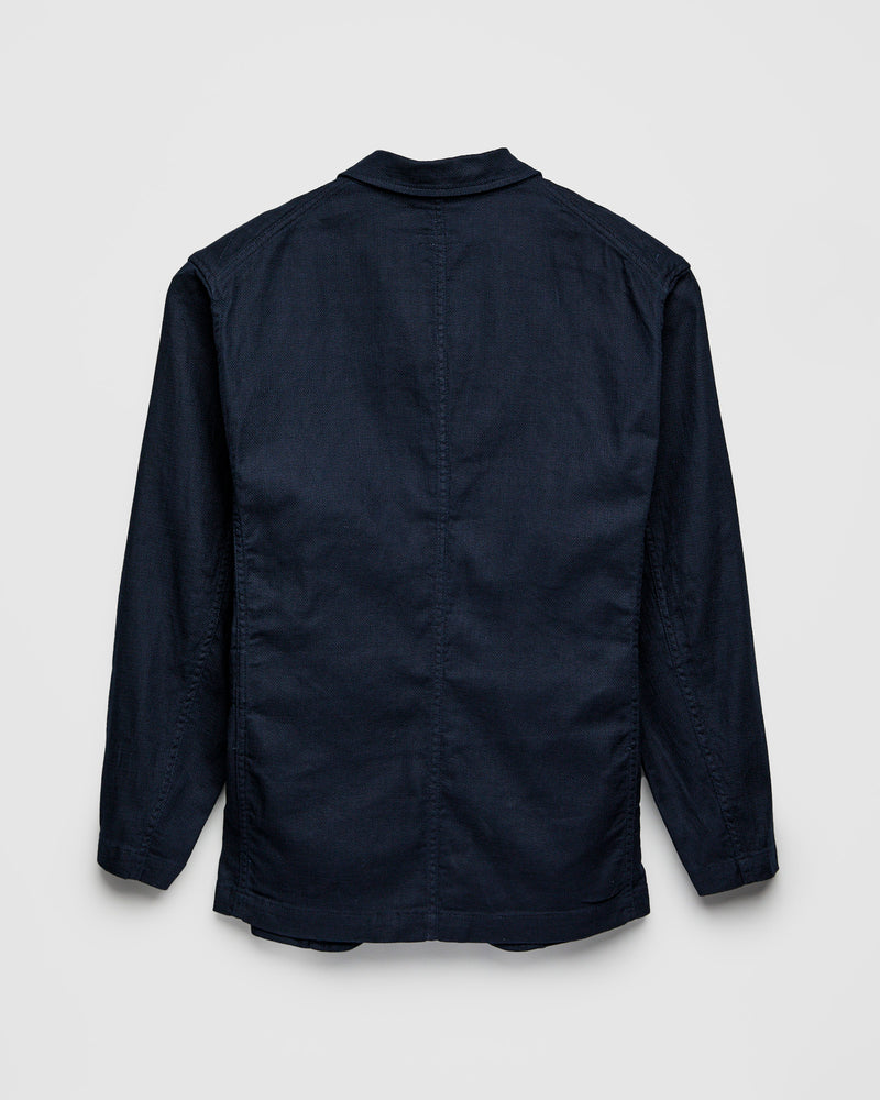 Bedford Jacket in Dark Navy Cotton Linen Java Cloth