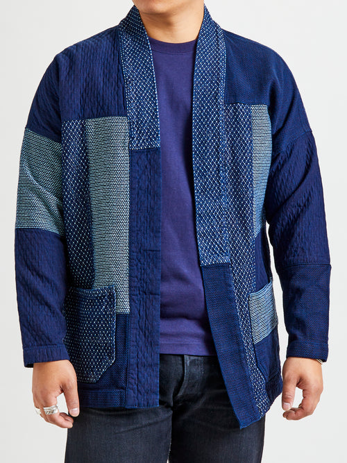 Patchwork Haori Jacket in Indigo Rinse