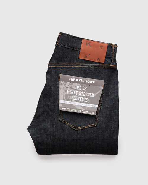 10.5oz Indigo Stretch Selvedge Denim - Scissors Slim Tapered