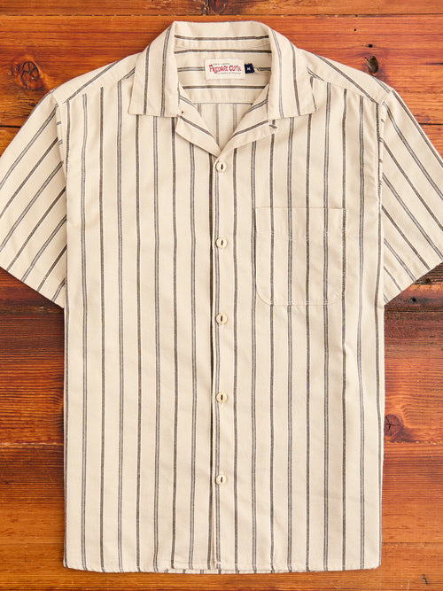Hawaiian Button-Up Shirt in Stone Stripe
