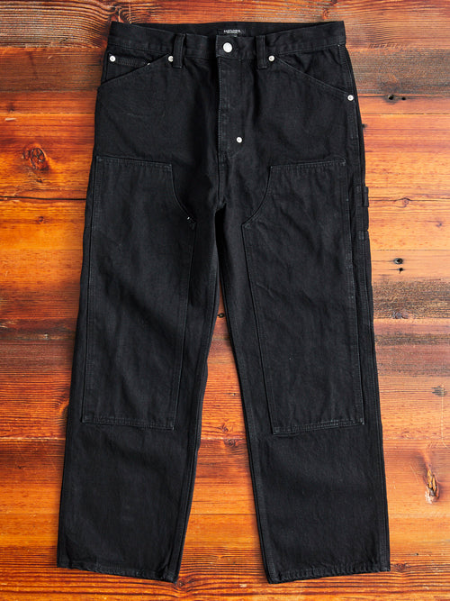 Double Knee Pants in Black Denim