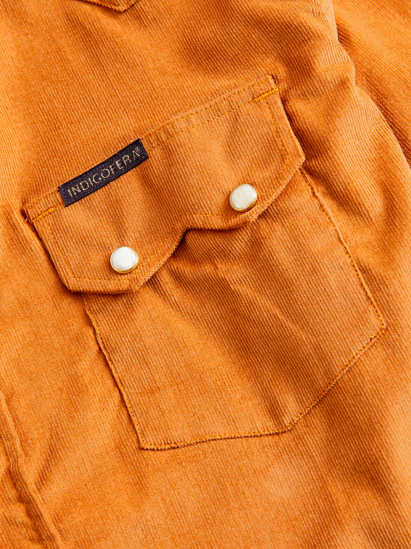 Corduroy Dollard Western Shirt in Beige