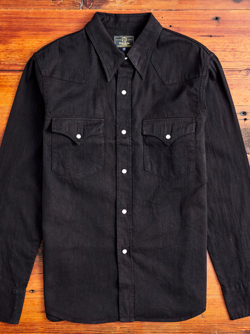 Kyoto Montsuki "Kurozome" Western Shirt in Black
