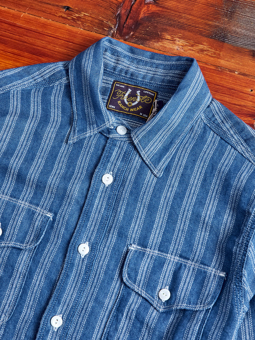 Wells Western Stripe Shirt in Indigo