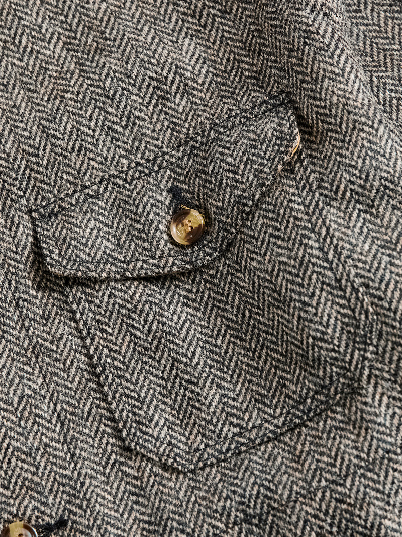 Crissman Overshirt in Black & Natural Herringbone