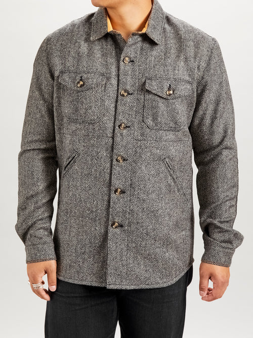 Crissman Overshirt in Black & Natural Herringbone