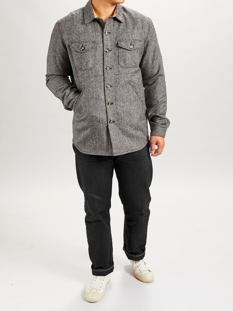 Crissman Overshirt in Black & Natural Herringbone