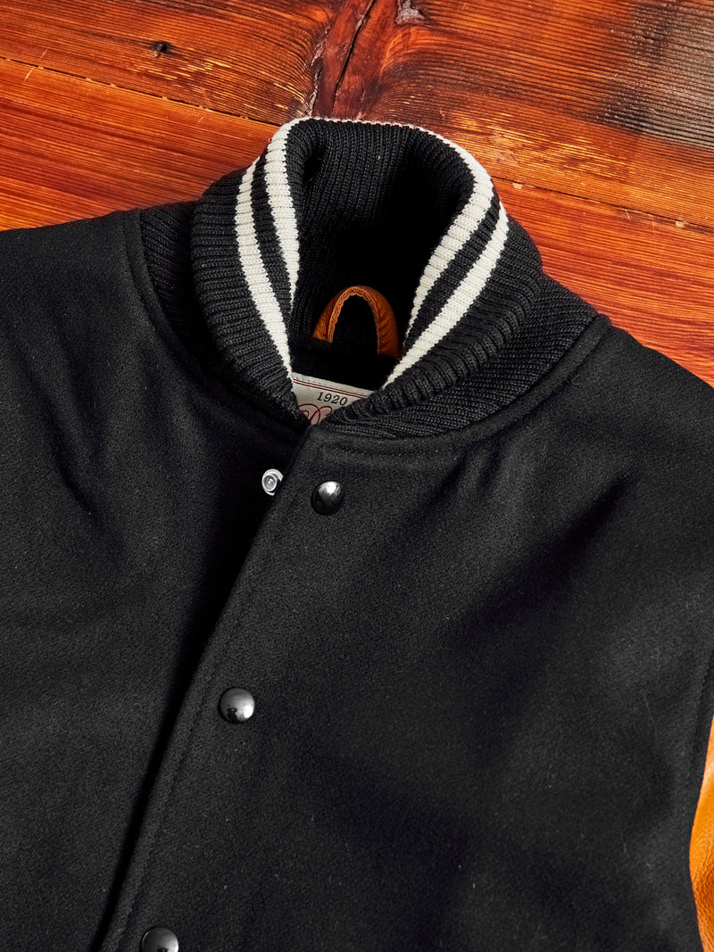 Varsity Jacket in Black Rust