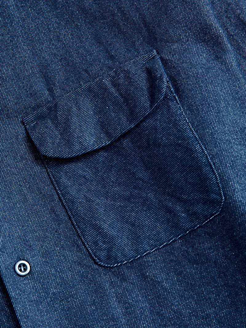 Classic Shirt in Indigo Cotton Denim Flannel