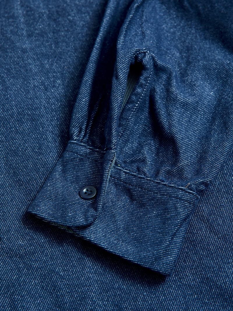 Classic Shirt in Indigo Cotton Denim Flannel