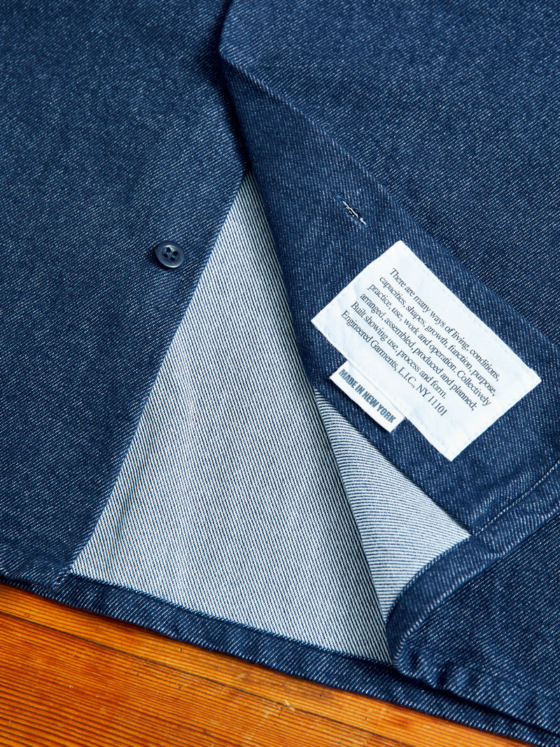 Classic Shirt in Indigo Cotton Denim Flannel