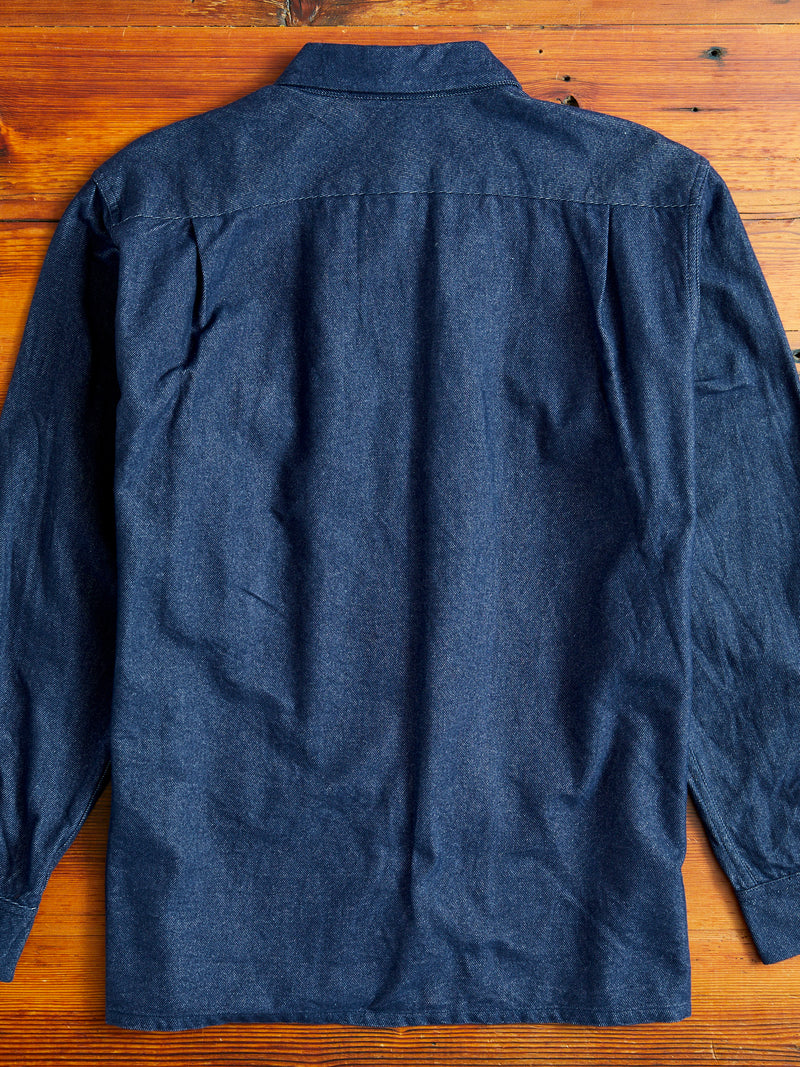 Classic Shirt in Indigo Cotton Denim Flannel