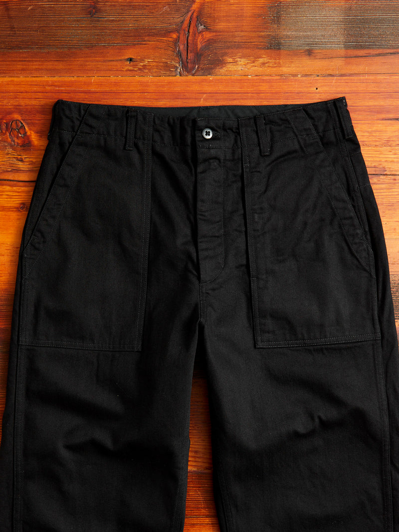 Fatigue Pants in Black Cotton Bull Denim