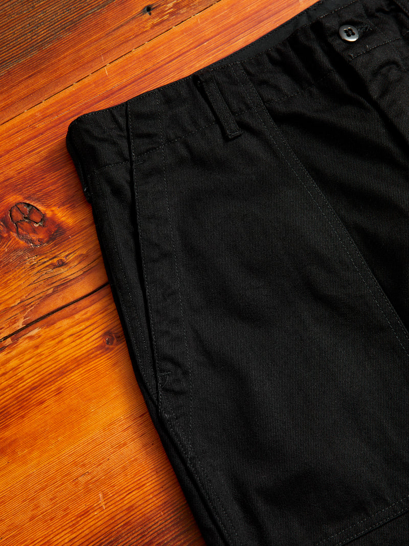 Fatigue Pants in Black Cotton Bull Denim