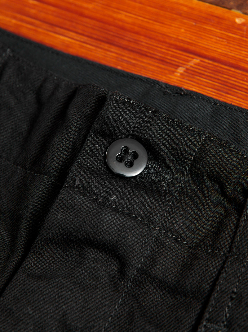Fatigue Pants in Black Cotton Bull Denim