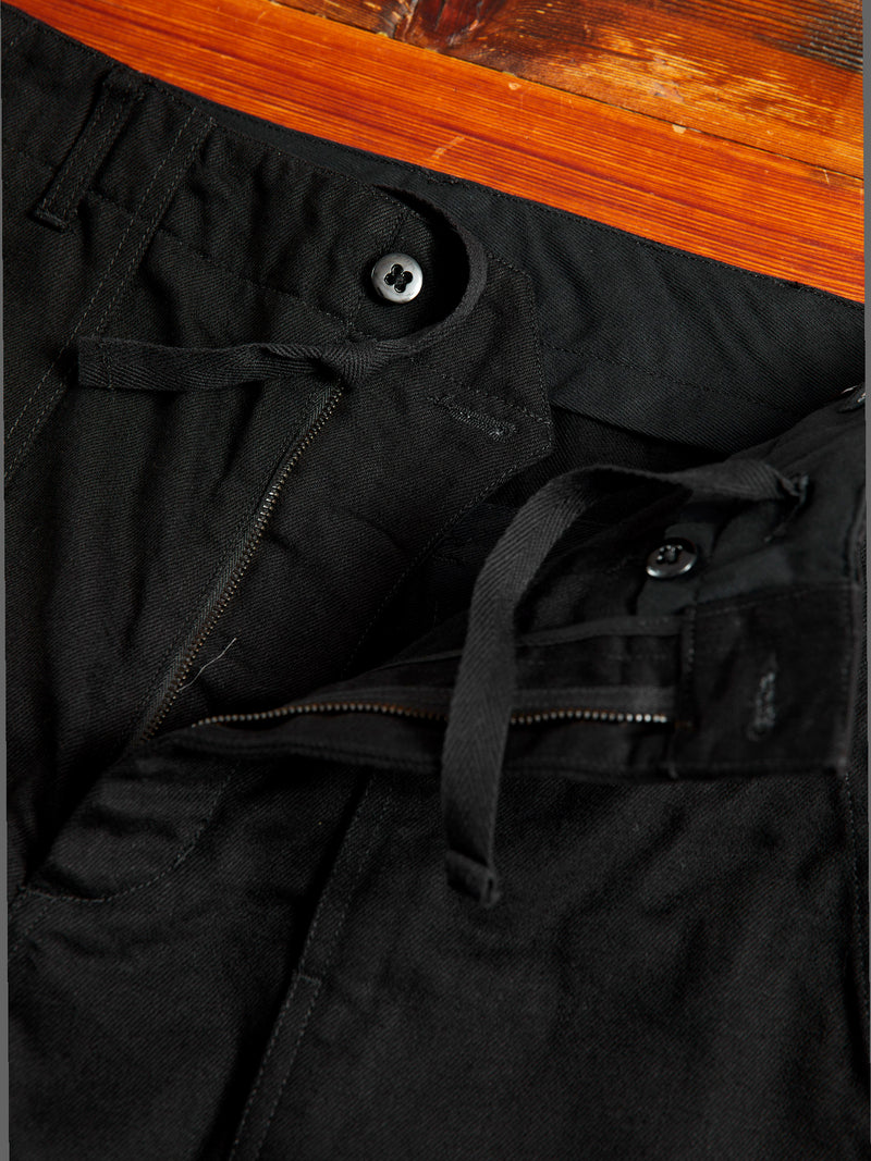 Fatigue Pants in Black Cotton Bull Denim