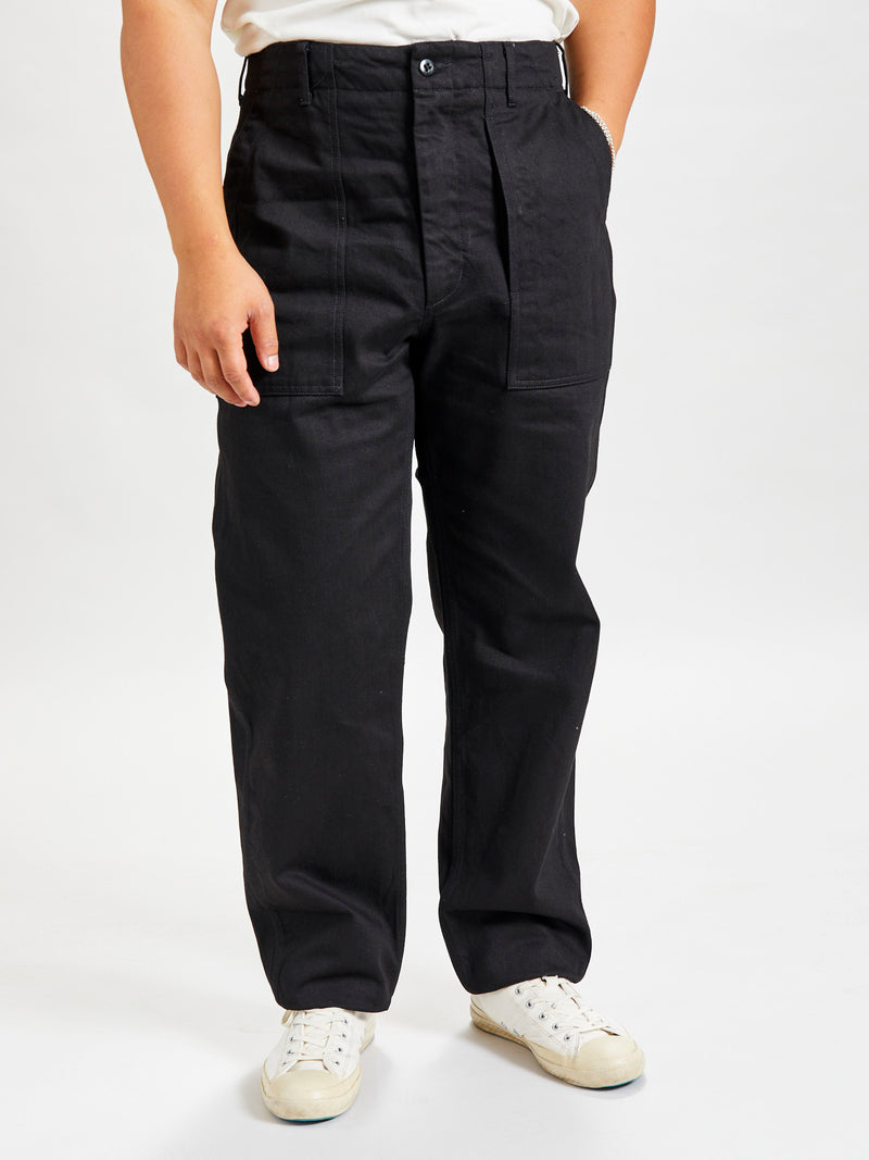 Fatigue Pants in Black Cotton Bull Denim