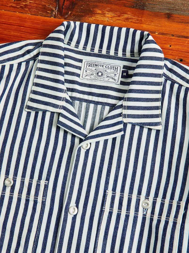 Dayton Short Sleeve Work Shirt in Indigo Stripe