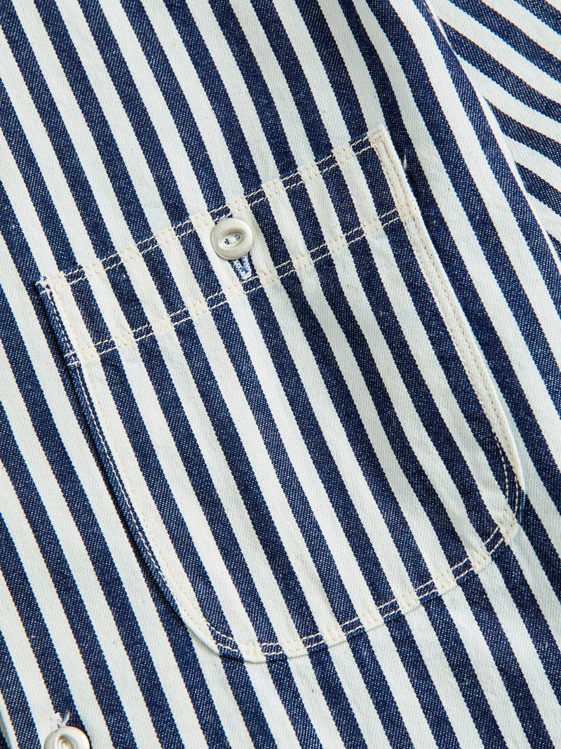 Dayton Short Sleeve Work Shirt in Indigo Stripe
