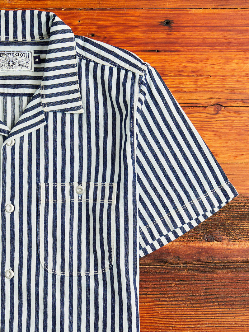 Dayton Short Sleeve Work Shirt in Indigo Stripe