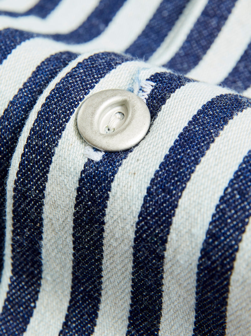 Dayton Short Sleeve Work Shirt in Indigo Stripe