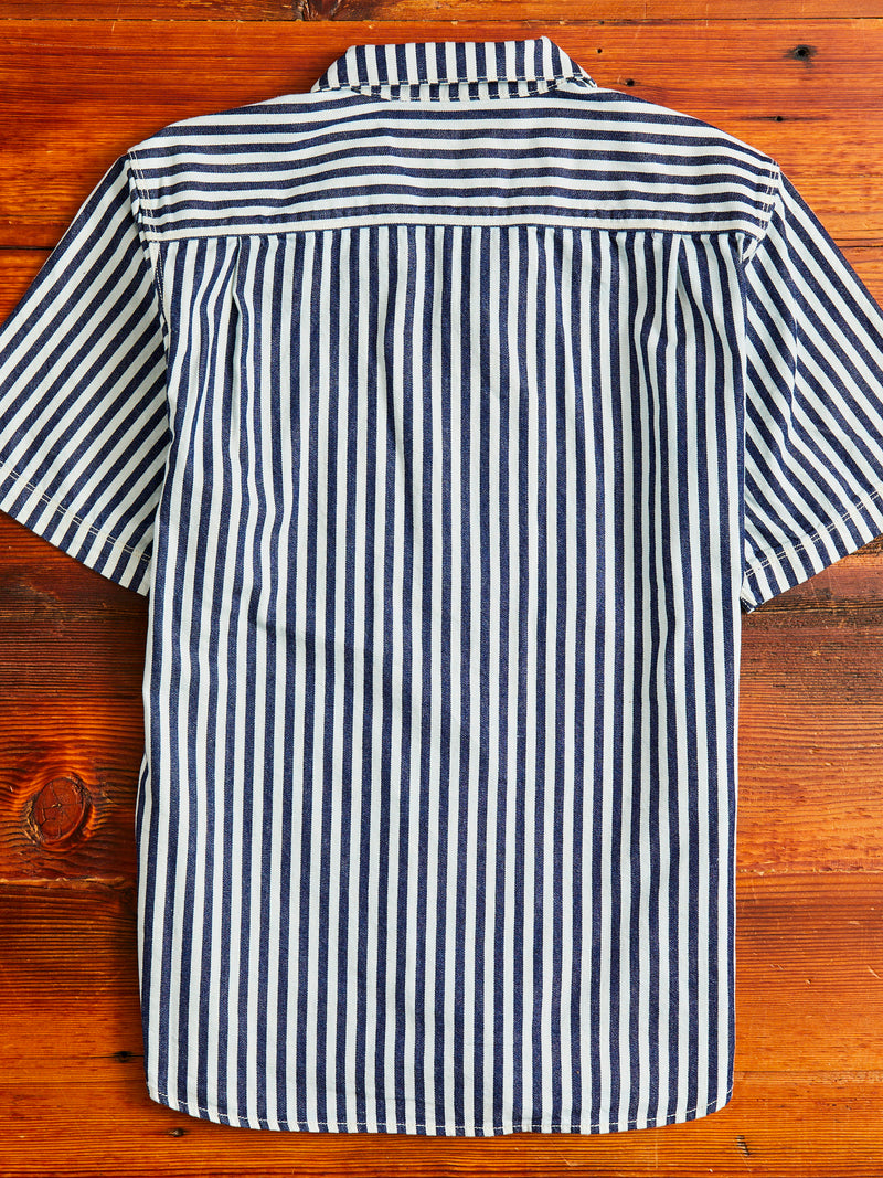 Dayton Short Sleeve Work Shirt in Indigo Stripe