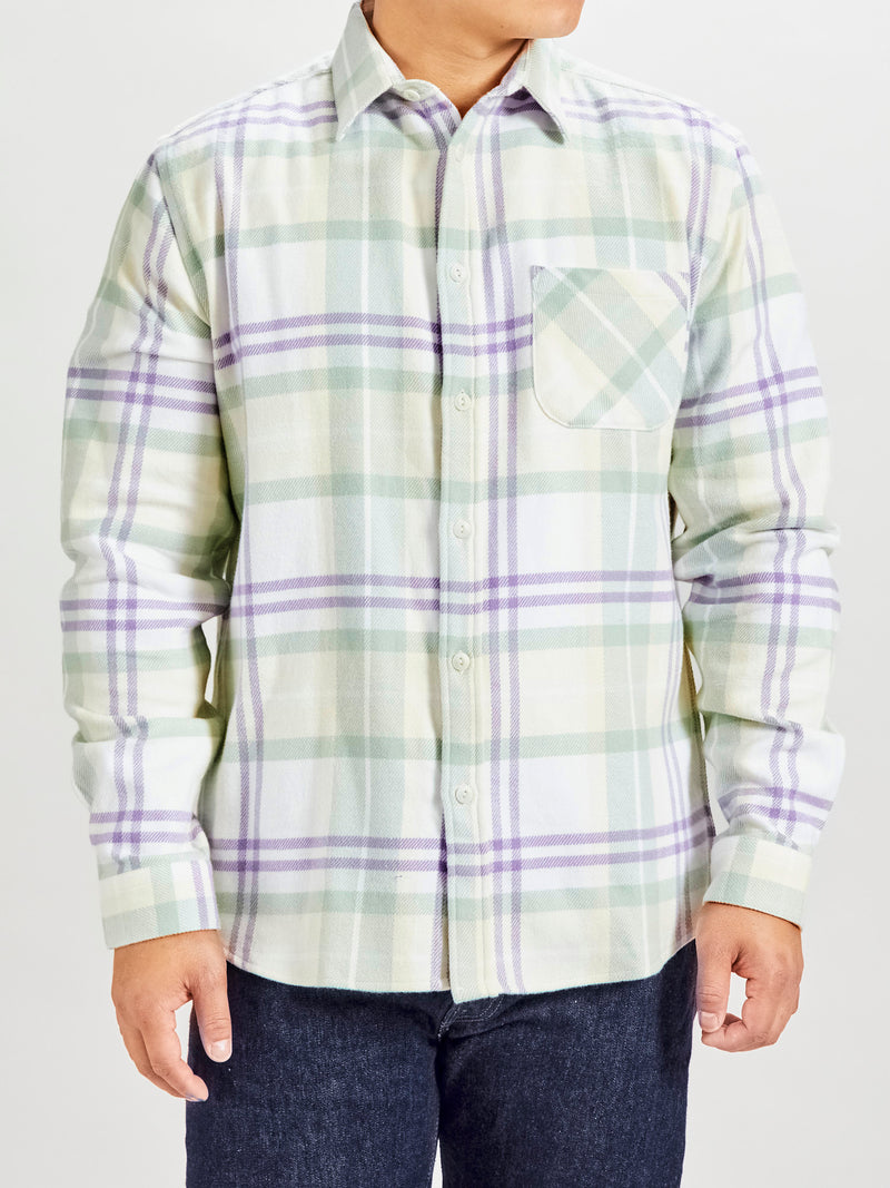 Lavanda Plaid Button-Up Shirt in Seamoss