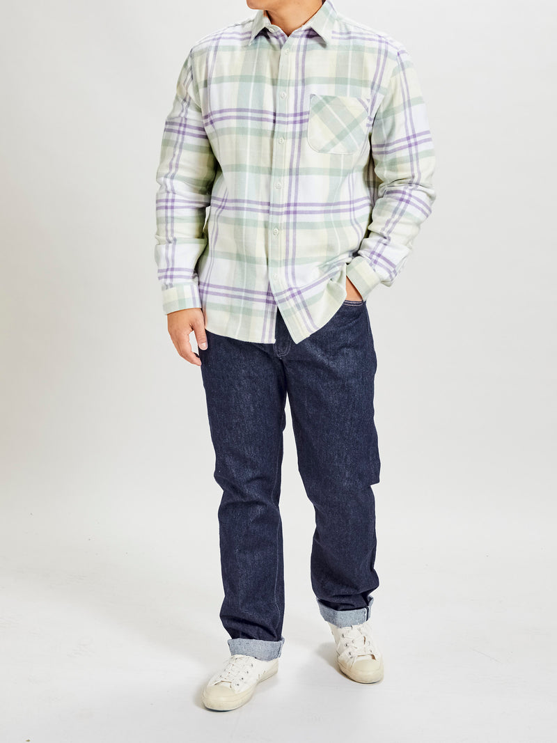 Lavanda Plaid Button-Up Shirt in Seamoss