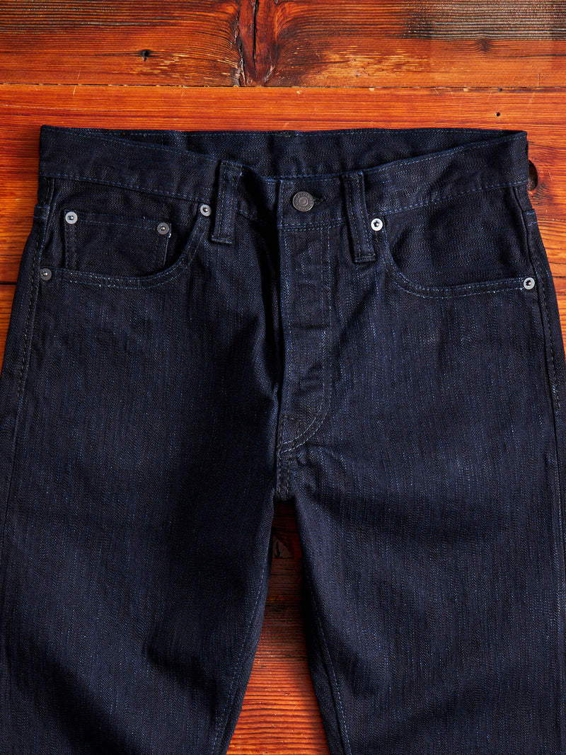 1167-WID 13oz Rinsed Stretch Double Indigo Selvedge Denim - Relaxed Tapered Fit