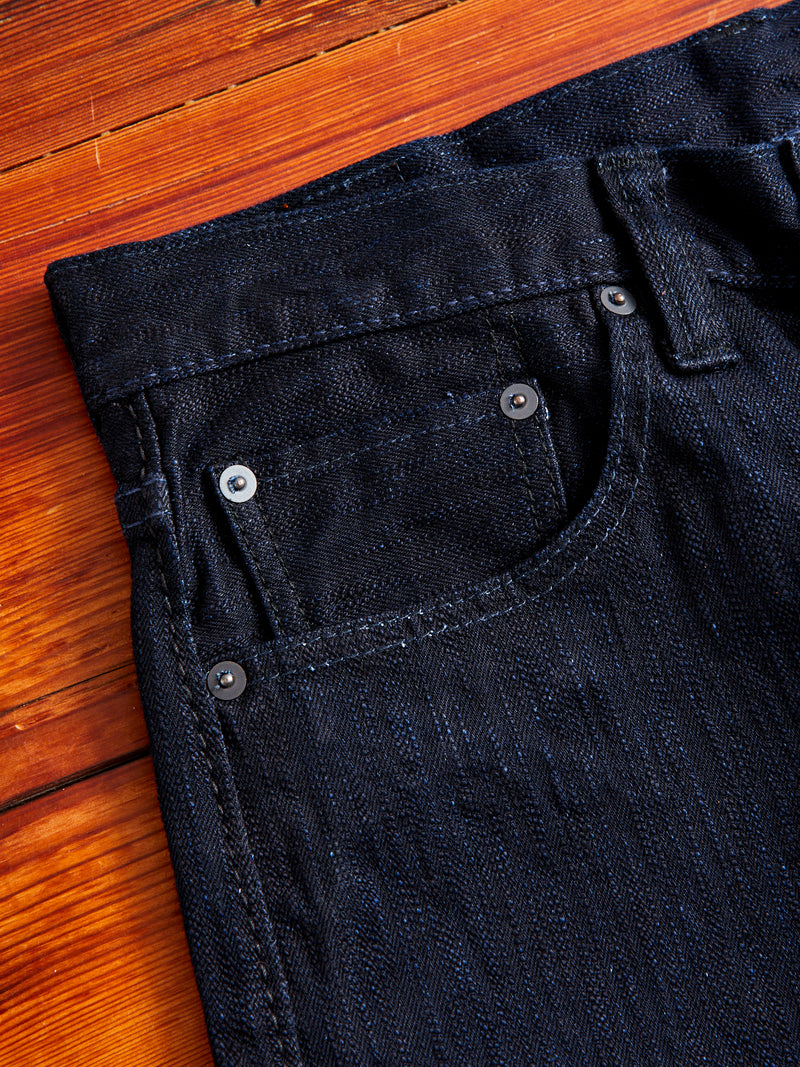 1167-WID 13oz Rinsed Stretch Double Indigo Selvedge Denim - Relaxed Tapered Fit