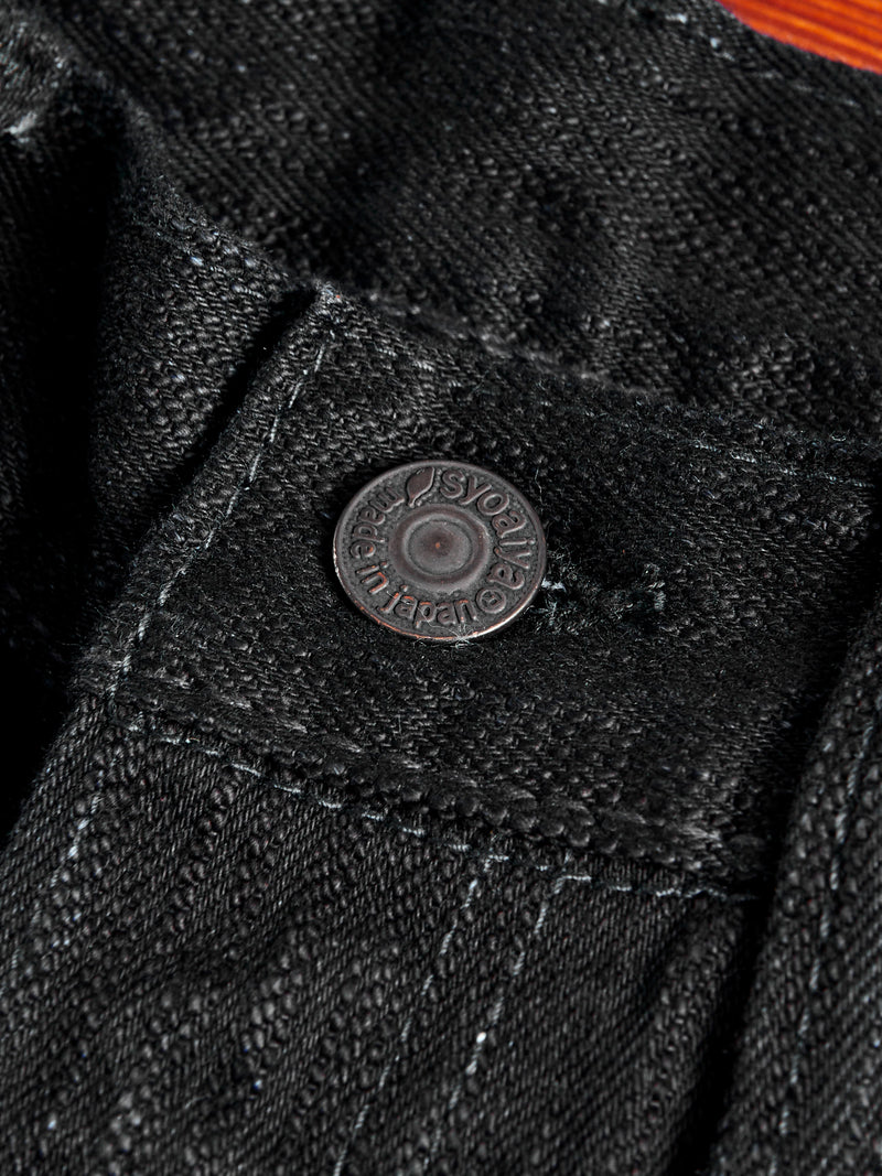 1167-WBK 13oz Rinsed Stretch Double Black Selvedge Denim - Relaxed Tapered Fit