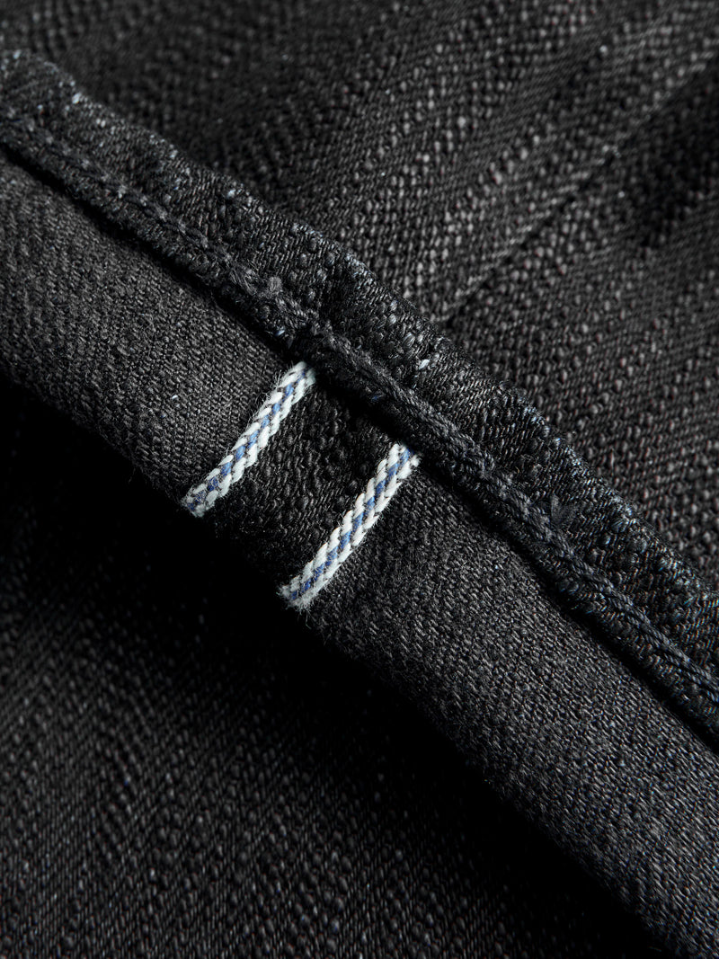 1167-WBK 13oz Rinsed Stretch Double Black Selvedge Denim - Relaxed Tapered Fit
