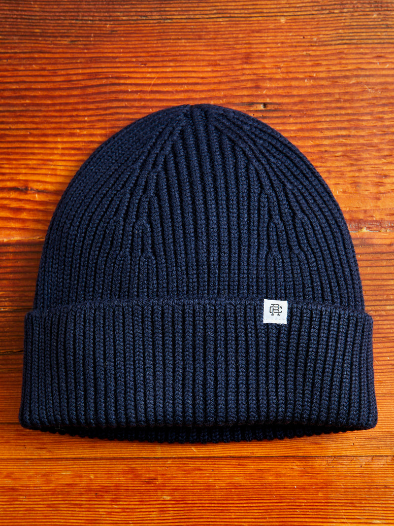 Merino Wool Watch Cap Beanie in Navy
