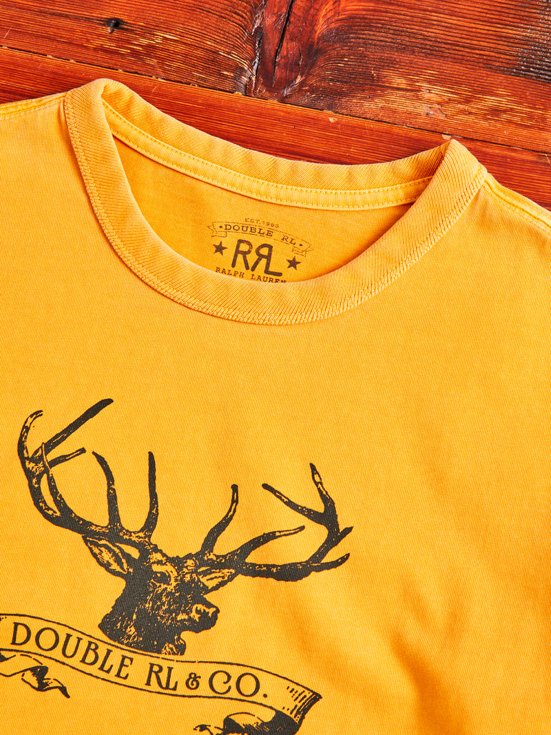 Vintage Knit Graphic T-Shirt in Yellow Buck