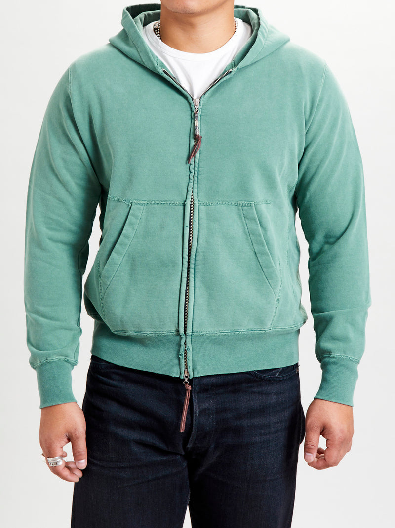 Special Finish Zip Hoodie in Green