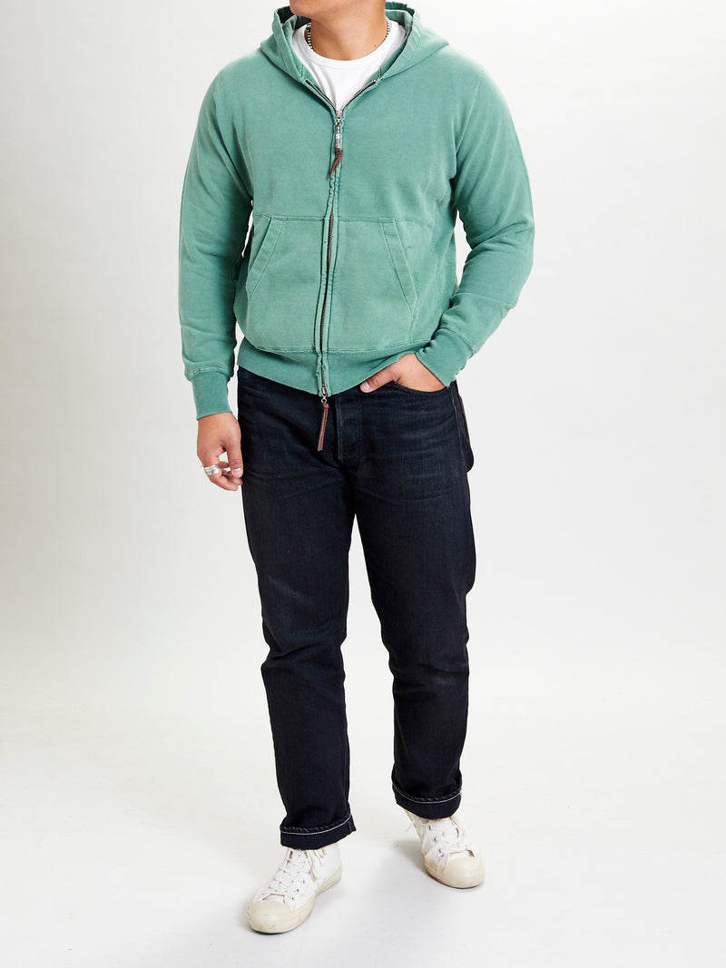 Special Finish Zip Hoodie in Green