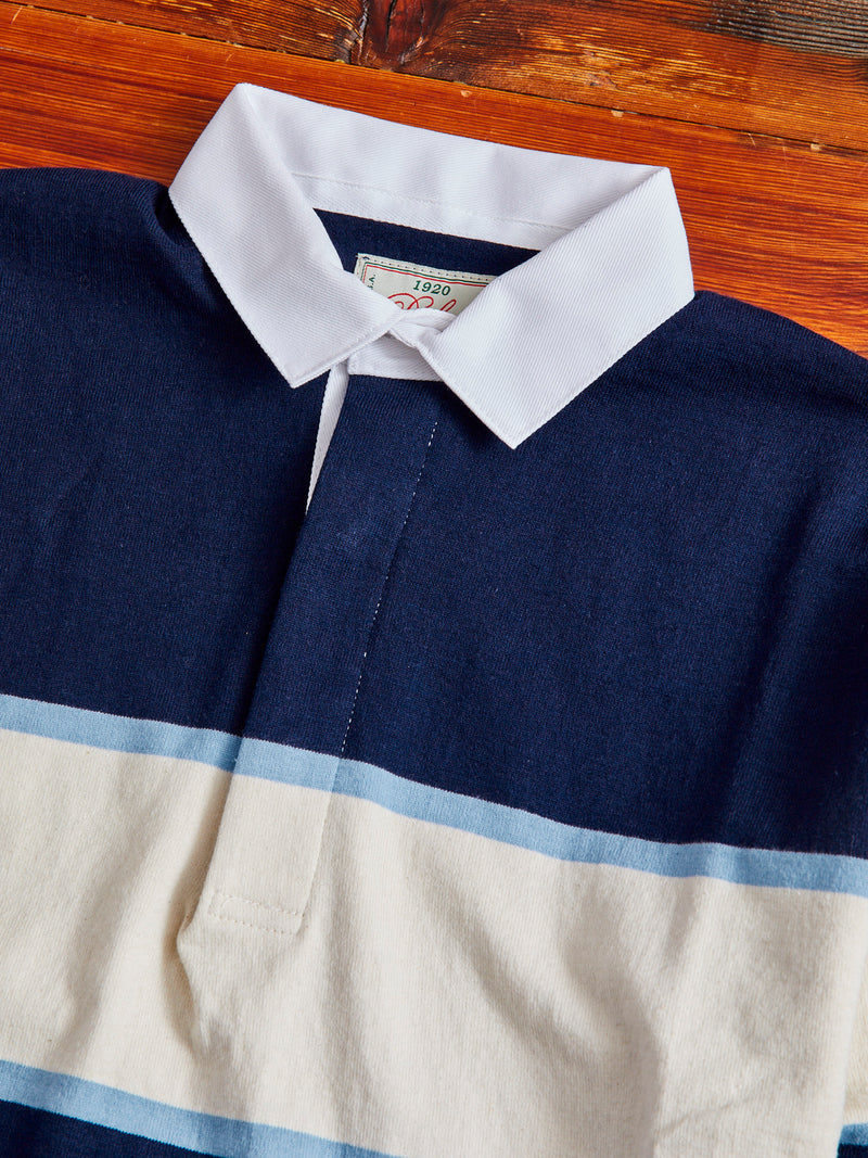 Border Stripe Rugby Shirt in Navy Natural
