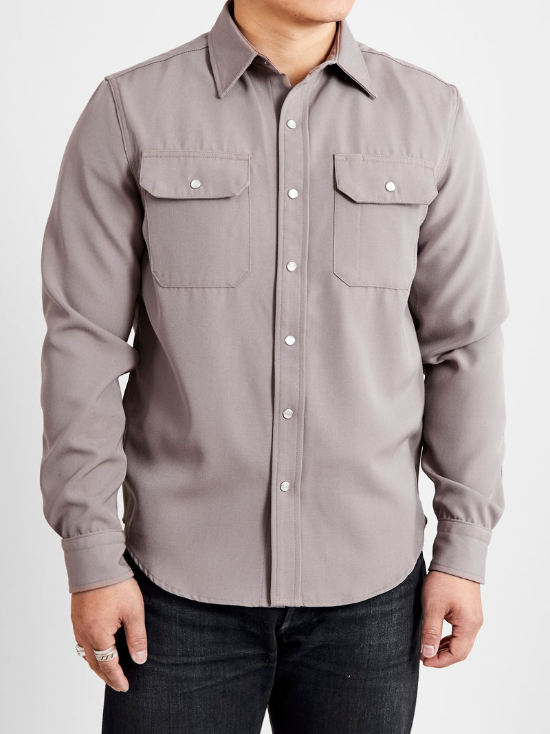 Drover Overshirt in Smoke Gabardine