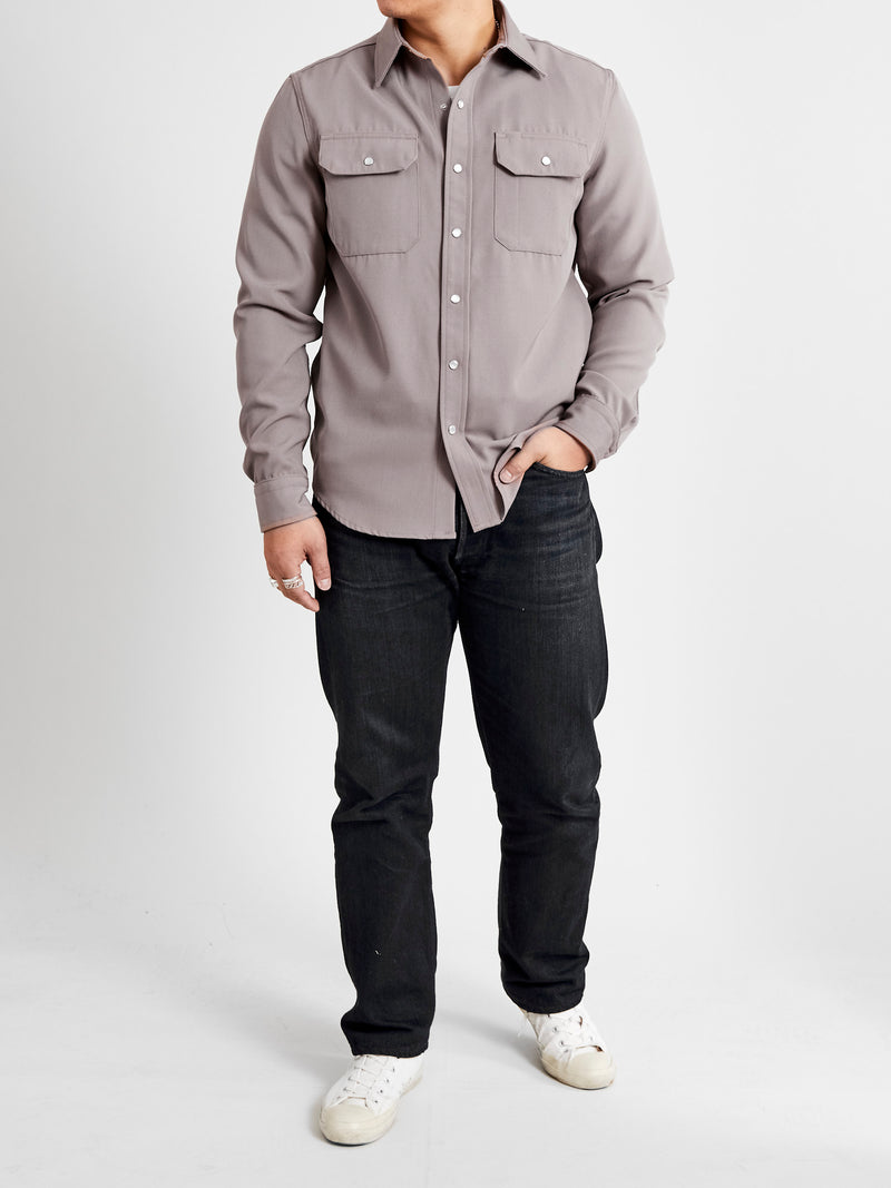 Drover Overshirt in Smoke Gabardine