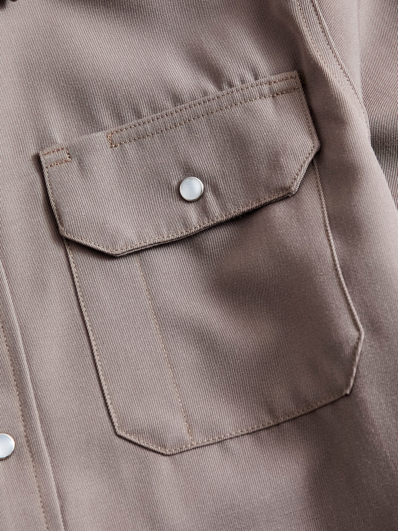 Drover Overshirt in Smoke Gabardine